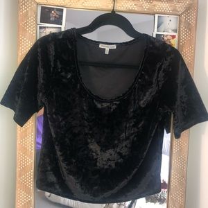 Black “Crushed Velvet” crop Top